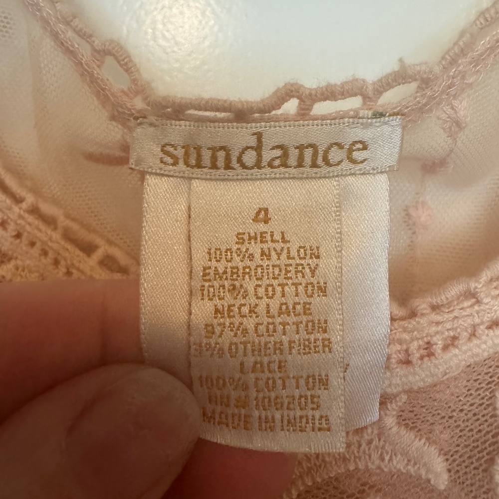 SUNDANCE Love Always Midi Dress Size 4 Lace Sheer Embroidered Line Blush - Picture 4 of 7